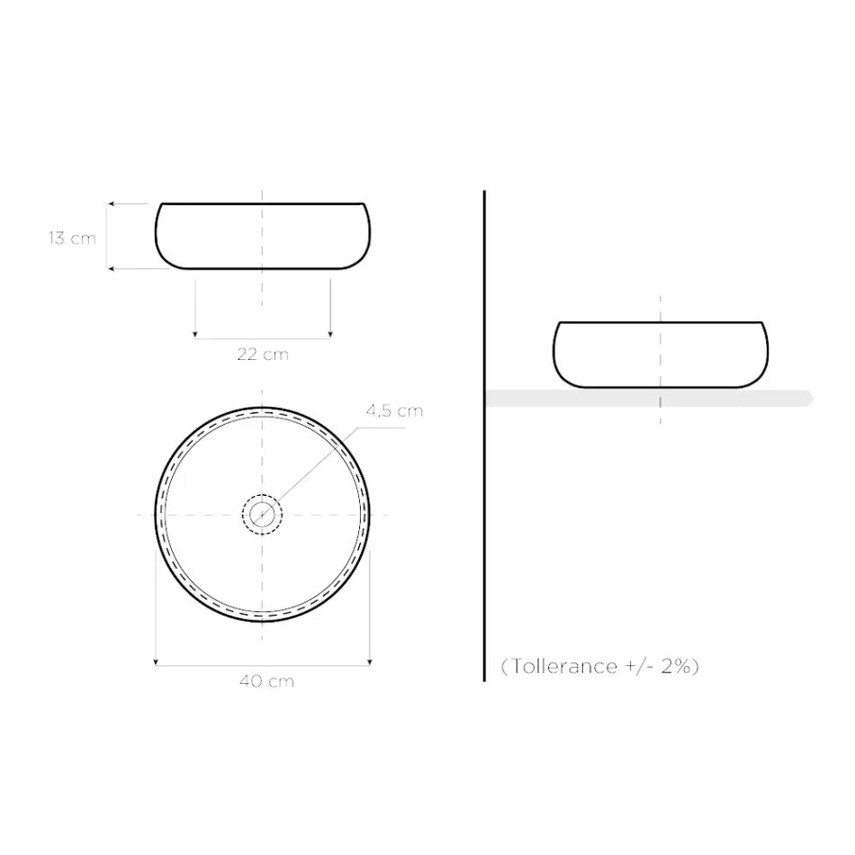 Bänkskiva tvättställ i Raku Clay Platinum Finish Made in Italy - Ribano Viadurini