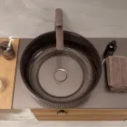 Bänkdiskho i hartsbelagt och målat venetianskt glas - Excelsior Viadurini