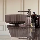 Bänkdiskho i hartsbelagt och målat venetianskt glas - Excelsior Viadurini