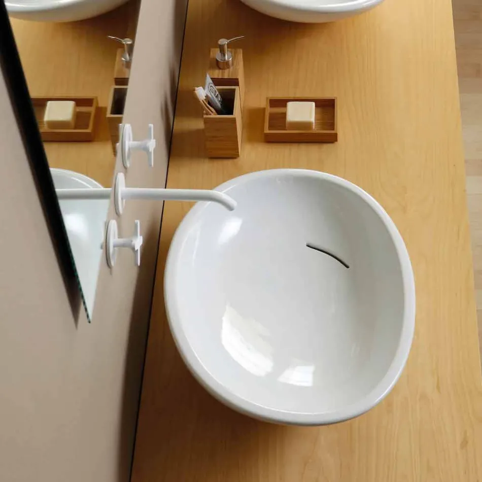 Design lutad keramisk handfat tillverkad i Italien Glossy Viadurini