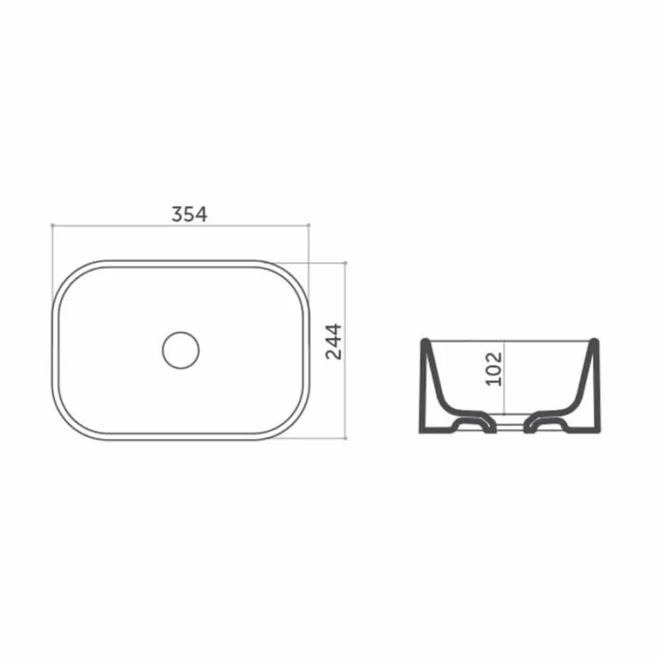 L35 cm Tillverkad i Italien Keramisk bänkskål Tvättställ Leivi Viadurini