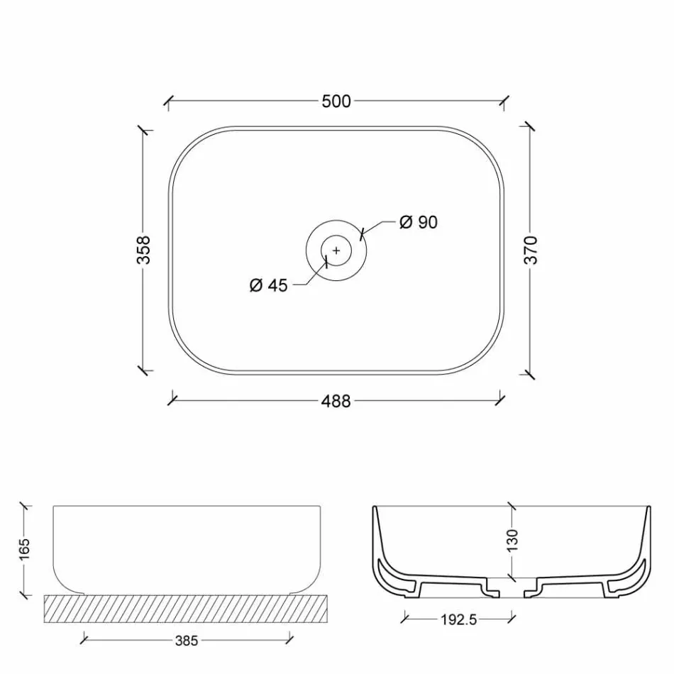 Handfat modern stöd i vitt eller färgade keramiska Star 50x37 cm Viadurini