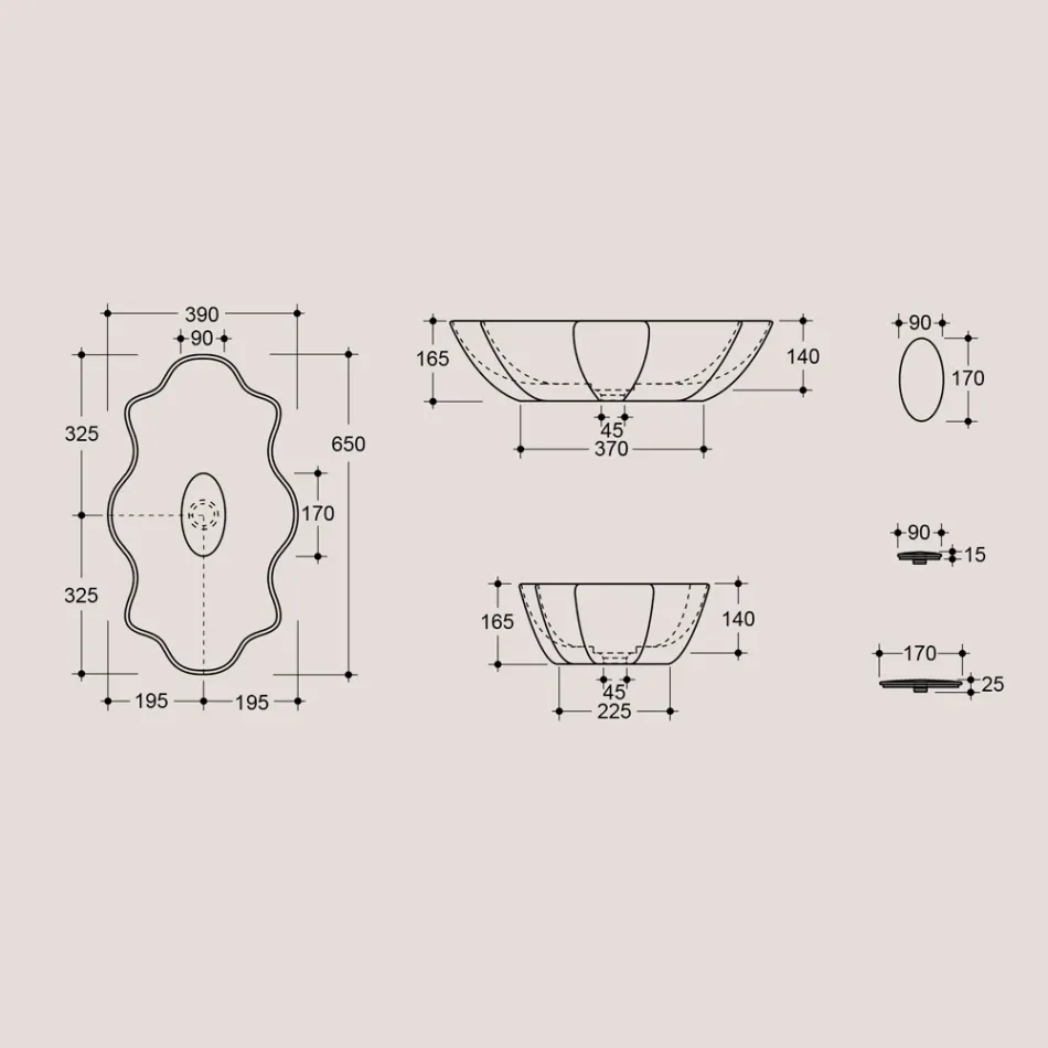 Modernt tvättställ i bänkskiva i blank keramik tillverkad i Italien - kub Viadurini