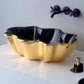 Modernt bänkskål i guld och svart keramik gjord i Italien Cube