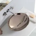 Modernt bordsskivor keramiskt handfat i platina gjord i Italien Djur Viadurini