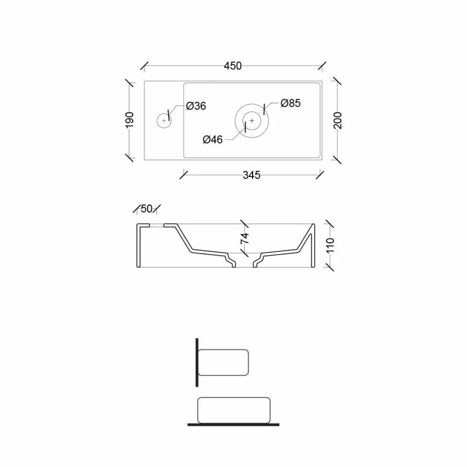Rektangulär keramisk bänkskål Tillverkad i Italien - Act Viadurini