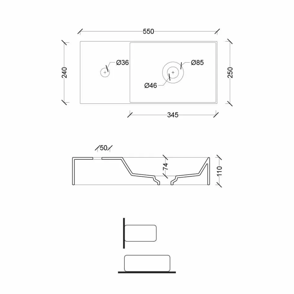 Rektangulär keramisk bänkskål Tillverkad i Italien - Act Viadurini