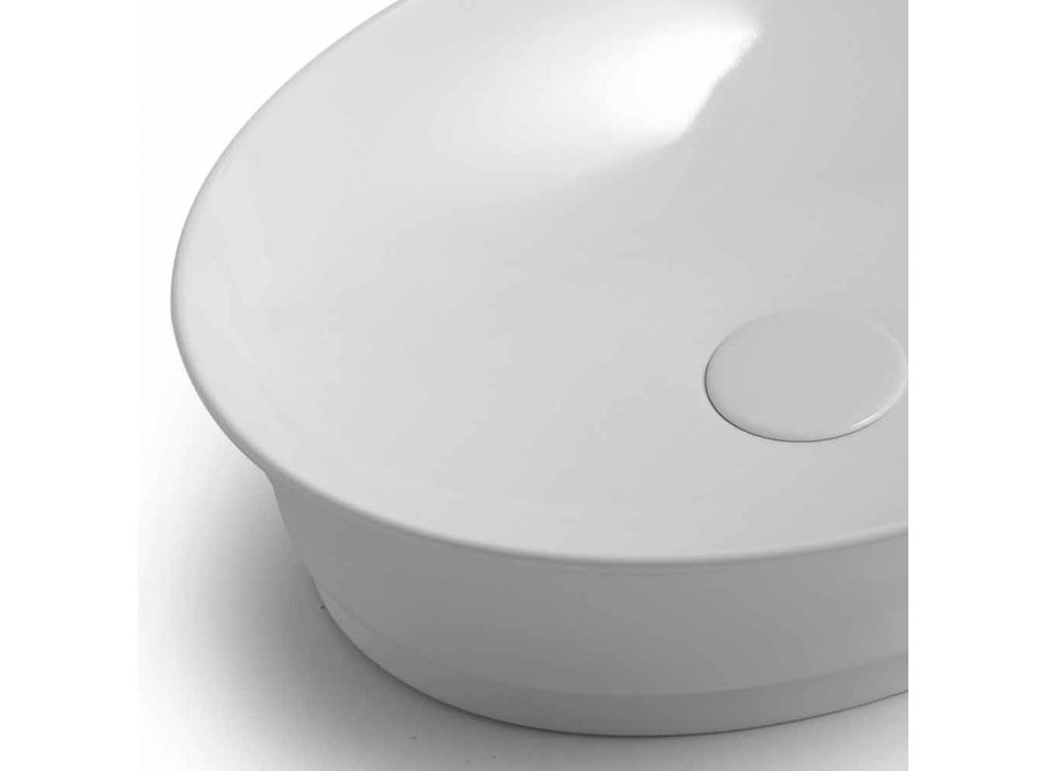 Bänkskiva Oval Modern design keramisk tvättställ Tillverkad i Italien - Zarro Viadurini