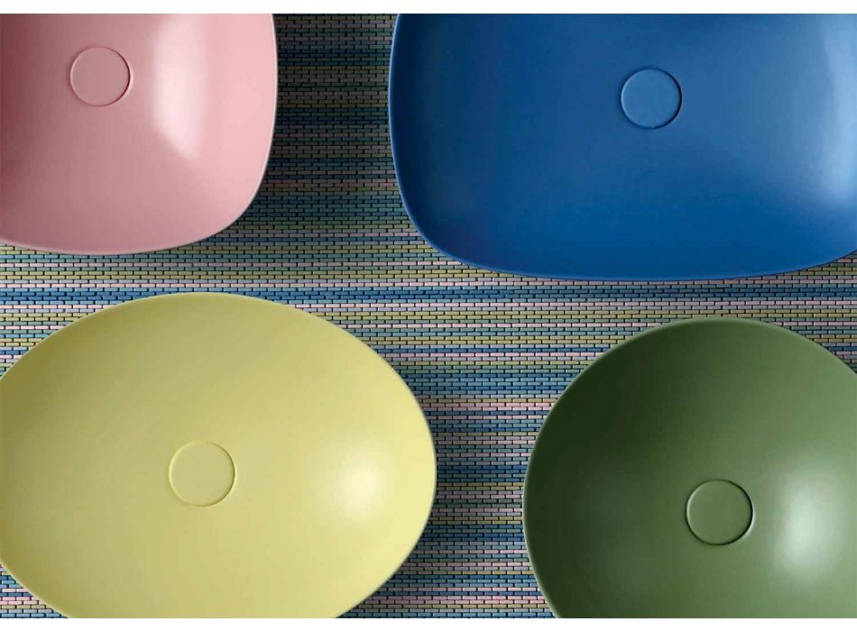 Bänkskiva Oval Modern design keramisk tvättställ Tillverkad i Italien - Zarro Viadurini