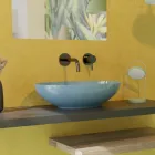 Ovalt tvättställ i blank keramik L 50 cm Tillverkat i Italien - Färja Viadurini