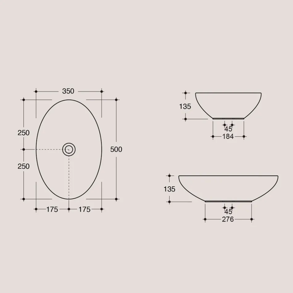 Oval tvättställsbänk i blank keramik tillverkad i Italien - färja Viadurini