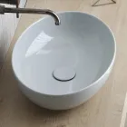 Oval tvättställsbänk i blank keramik tillverkad i Italien - färja Viadurini