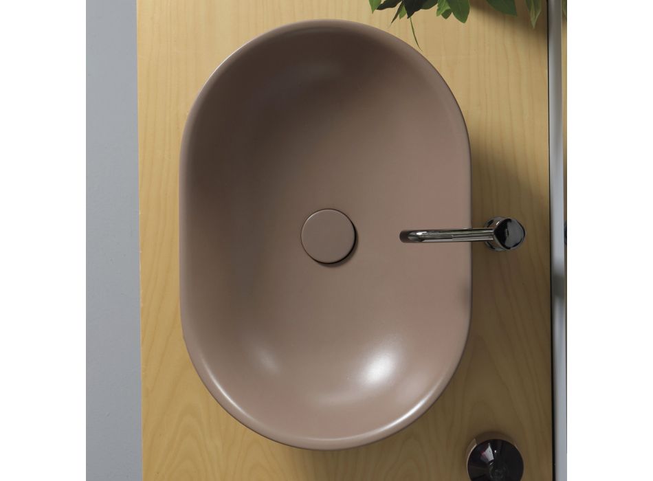 Oval bänkskiva i matt keramik tillverkad i Italien - Nelly Viadurini