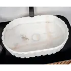 Ovalt tvättställ till badrummet i vit marmor - Cunzite Viadurini