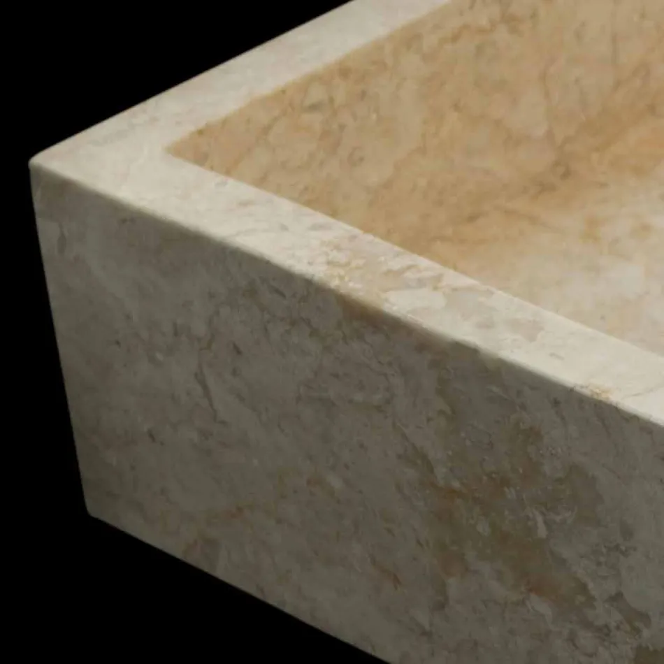 Vit diskbänk tvättställ i natursten Jef, unikt stycke Viadurini