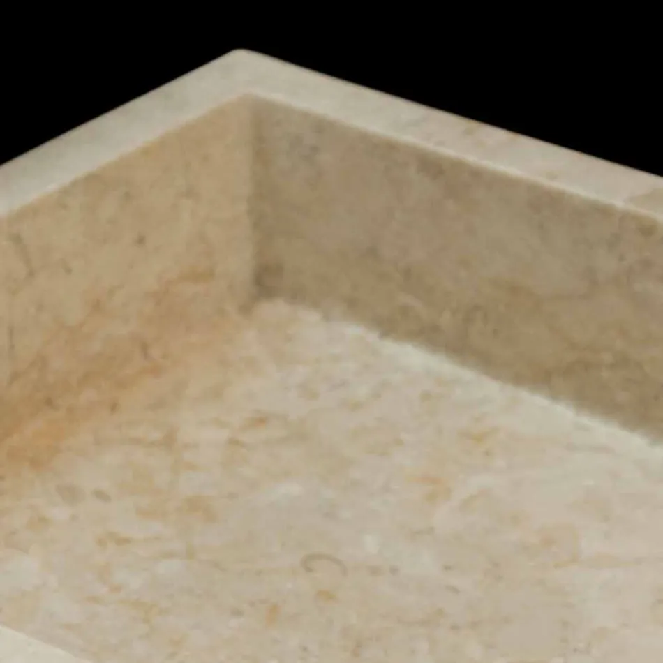 Vit diskbänk tvättställ i natursten Jef, unikt stycke Viadurini