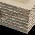 Enkelt diskbänk tvättställ i naturlig Idro vit sten Viadurini