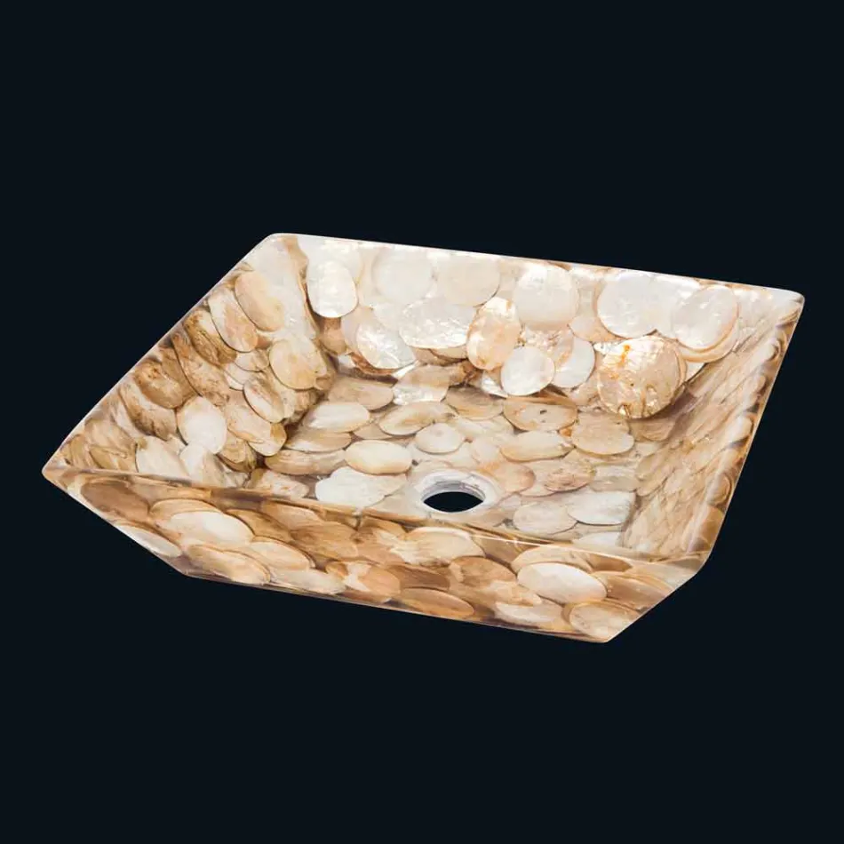 Bänk designen square stöd Akira, konstharts Viadurini