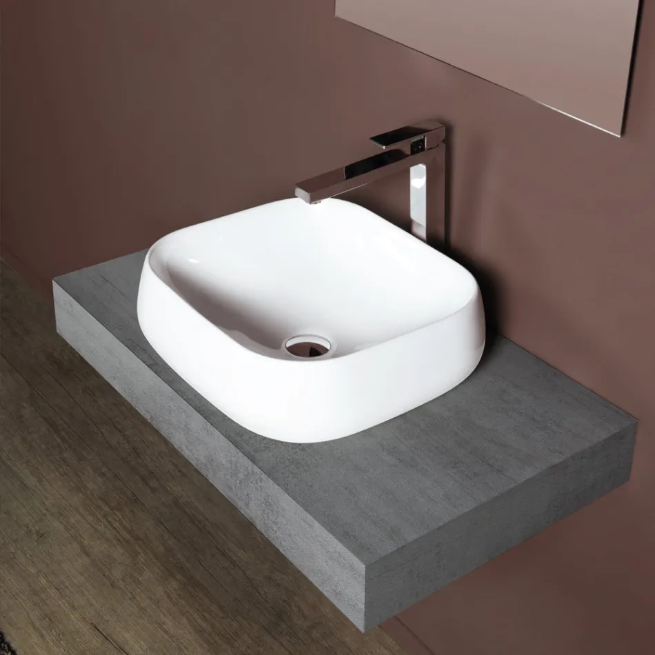 Modern design vit fyrkantig keramisk bänkskiva - Papavero Viadurini