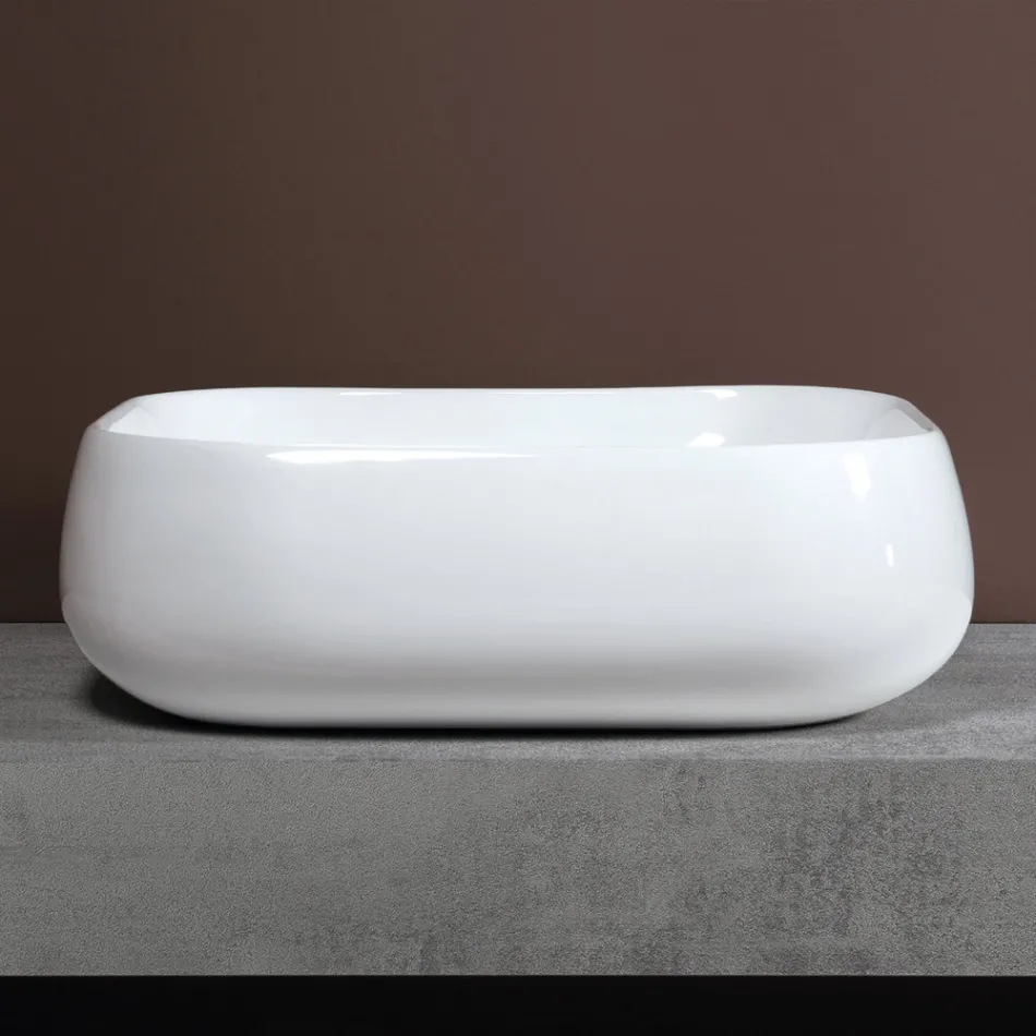 Modern design vit fyrkantig keramisk bänkskiva - Papavero Viadurini