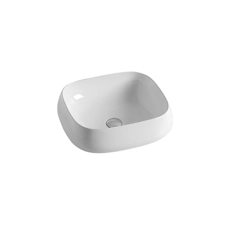 Modern design vit fyrkantig keramisk bänkskiva - Papavero Viadurini