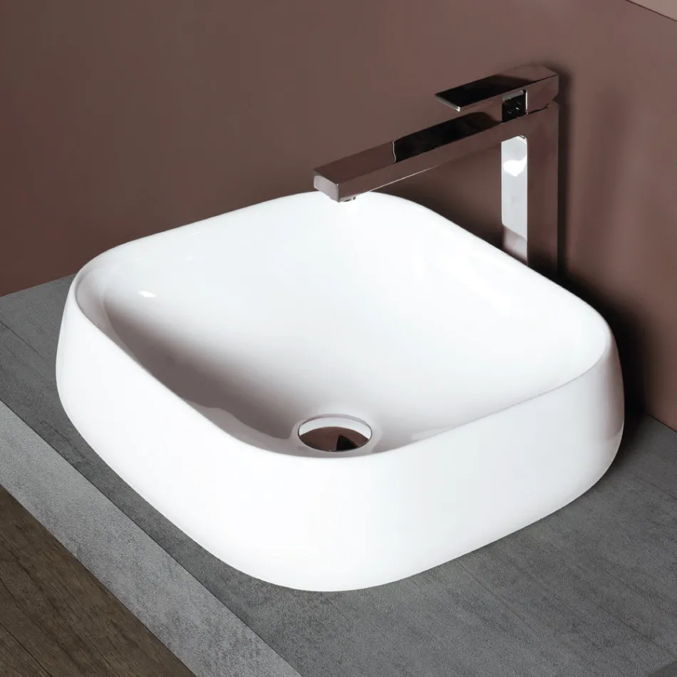 Modern design vit fyrkantig keramisk bänkskiva - Papavero Viadurini