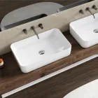 Aster rektangulärt keramiskt handfat med modern design Viadurini