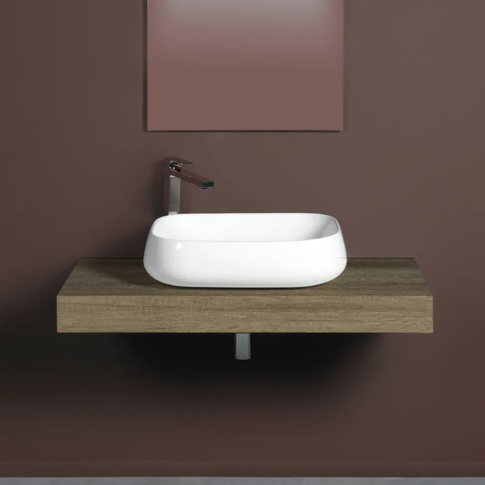 Rektangulärt keramiskt handfat med modern design - Papavero Viadurini