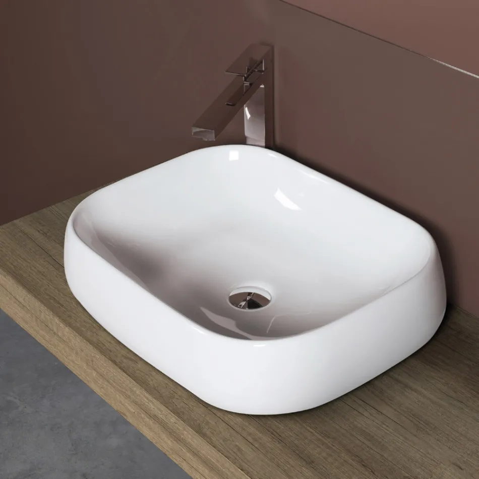 Rektangulärt keramiskt handfat med modern design - Papavero Viadurini