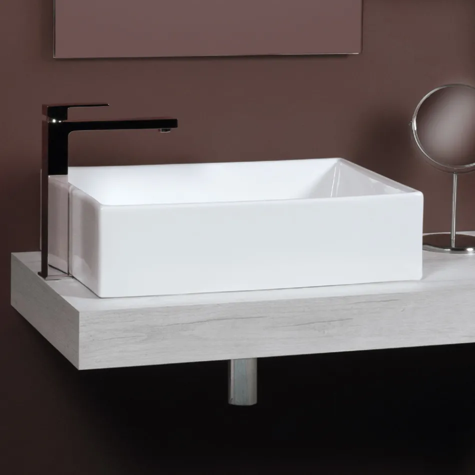Rektangulärt keramiskt handfat med modern design - Papavero Viadurini