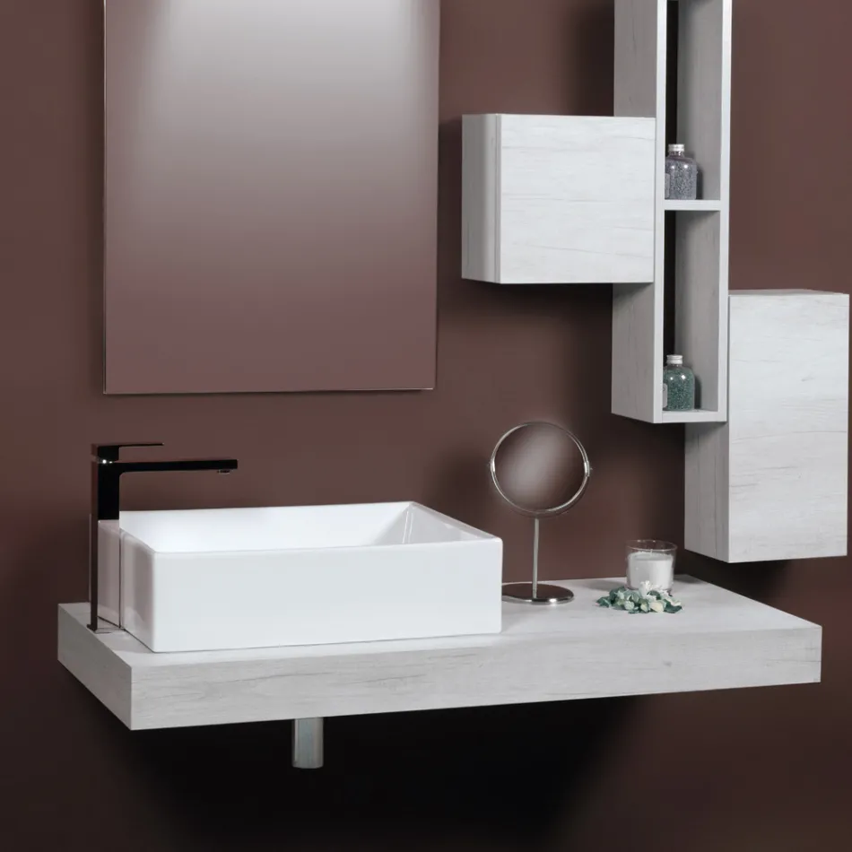 Rektangulärt keramiskt handfat med modern design - Papavero Viadurini
