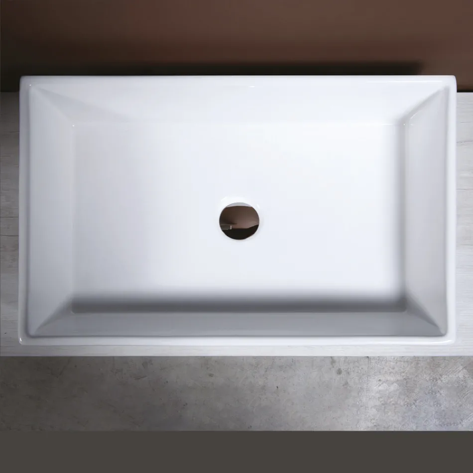 Rektangulärt keramiskt handfat med modern design - Papavero Viadurini