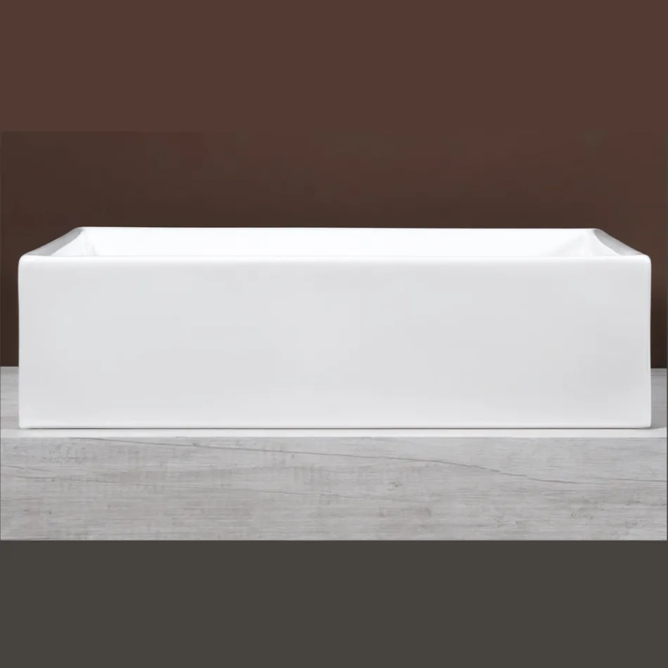 Rektangulärt keramiskt handfat med modern design - Papavero Viadurini