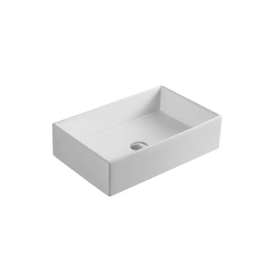 Rektangulärt keramiskt handfat med modern design - Papavero Viadurini