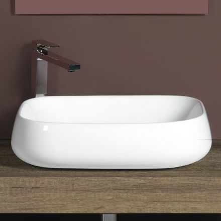Rektangulärt keramiskt handfat med modern design - Papavero Viadurini