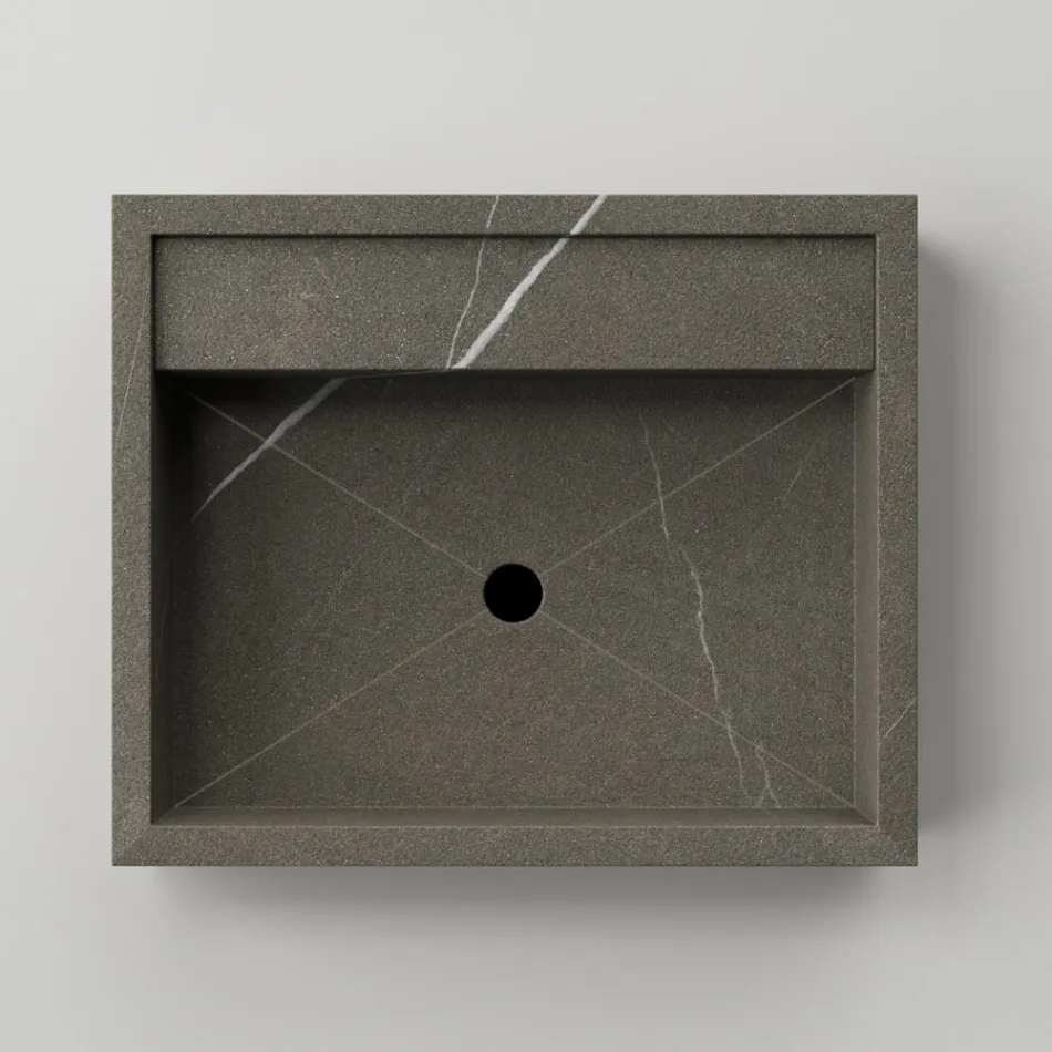 Rektangulärt tvättställ i porslinsstengods tillverkat i Italien - Cervia Viadurini