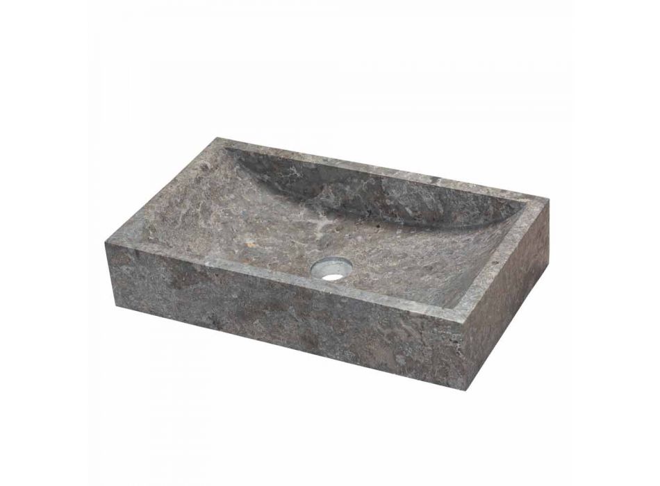 Stöd handfat rektangulär sten Natural Grey Satun Viadurini