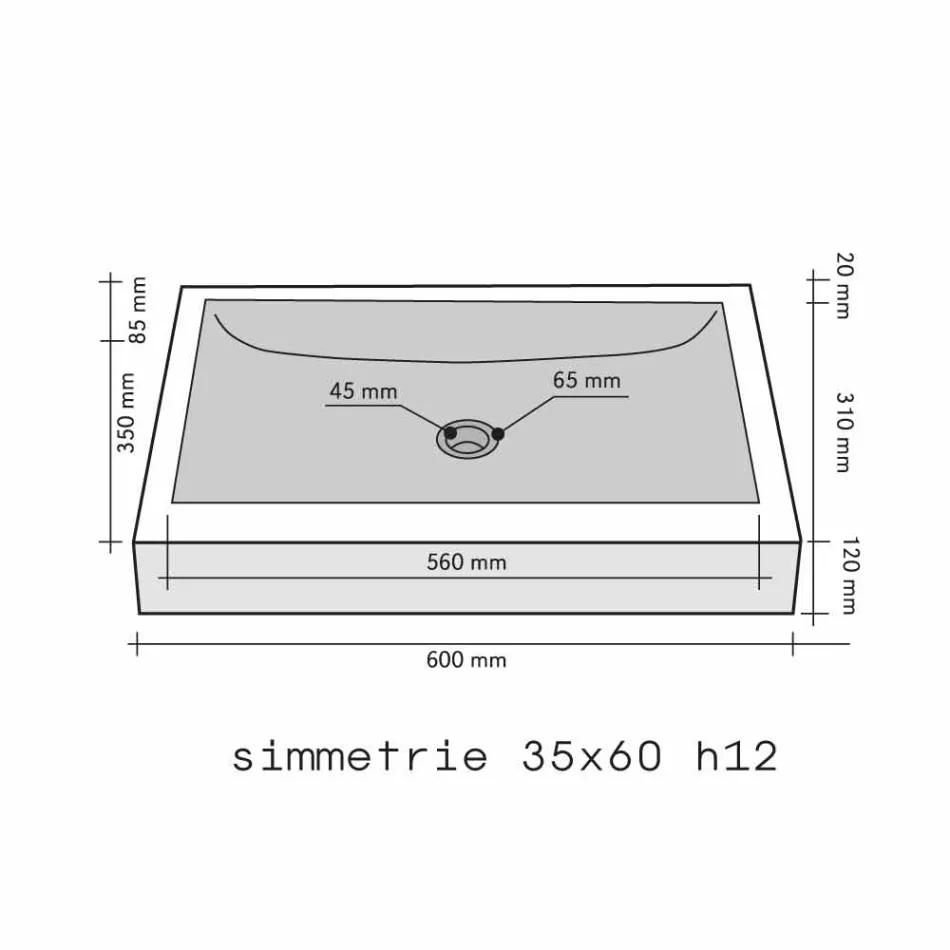 Stöd handfat rektangulär sten Natural Black Satun Viadurini