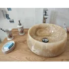 Runt tvättställ för bänkskivor i ren Onyx unik design - Ramiro Viadurini