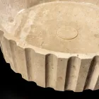 Runt tvättställ med bänk av travertinmarmor - Cattleya Viadurini