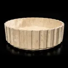 Runt tvättställ med bänk av travertinmarmor - Cattleya Viadurini