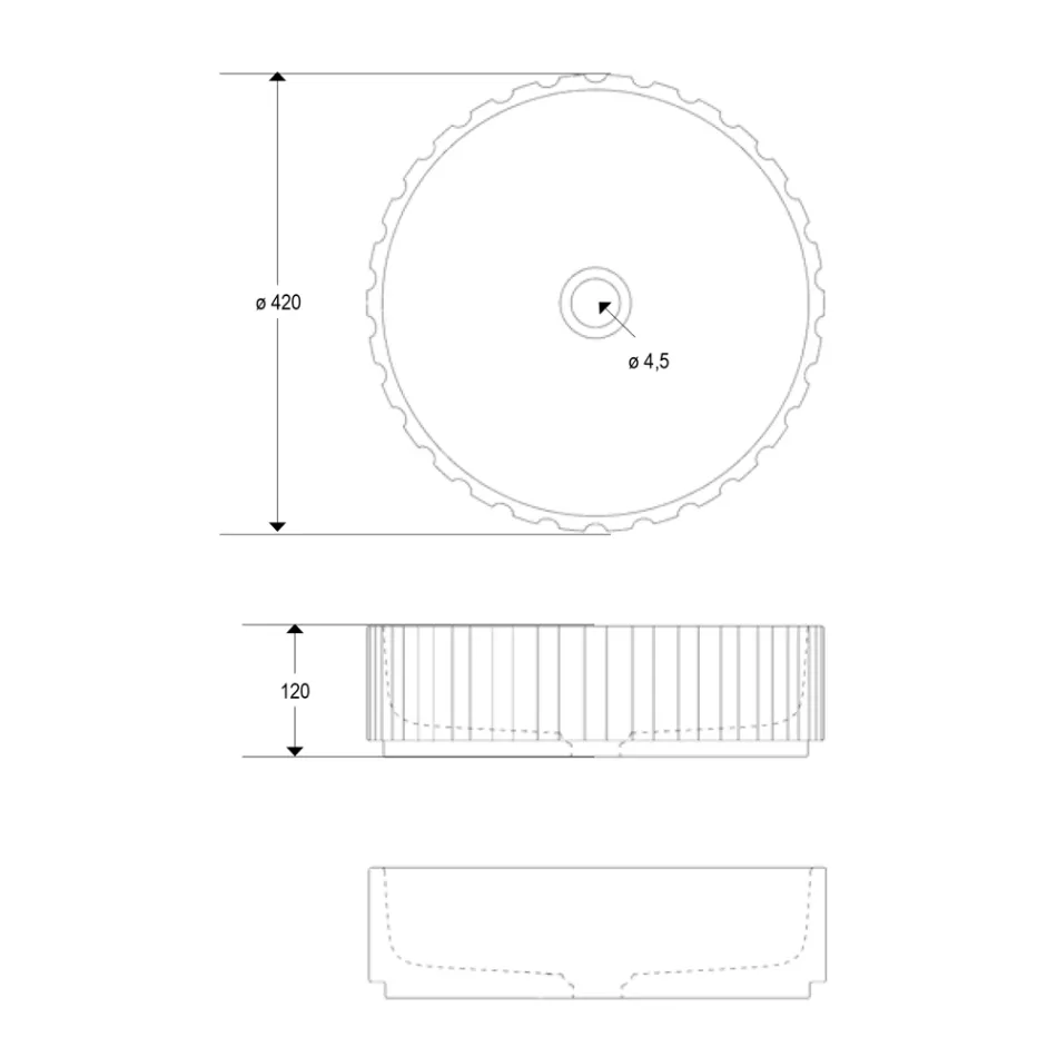 Runt tvättställ med bänk av travertinmarmor - Cattleya Viadurini