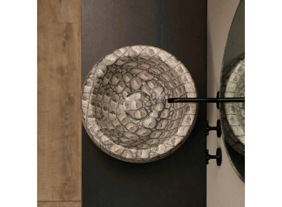 Caiman keramiska runda diskbänken tvättas i Italien Elisa design Viadurini