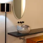 Caiman keramiska runda diskbänken tvättas i Italien Elisa design Viadurini