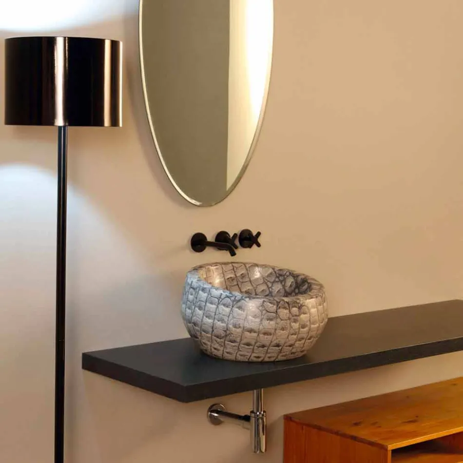 Caiman keramiska runda diskbänken tvättas i Italien Elisa design Viadurini