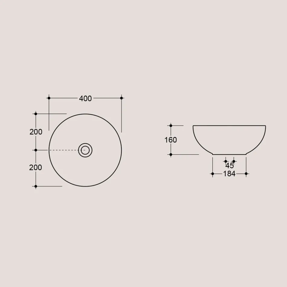 Runt bänkskåp i glansig keramik tillverkad i Italien - Chicco Viadurini