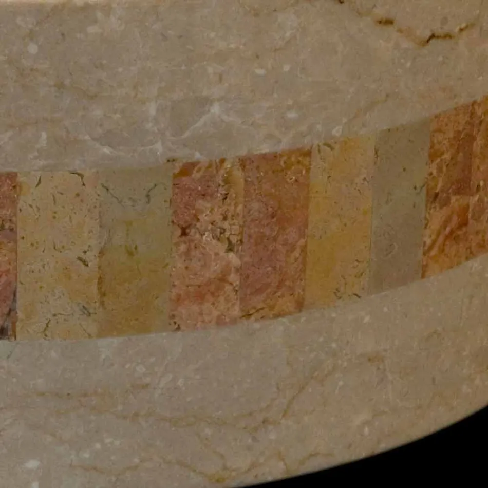 Runda bänkskiva natursten tvättställ Clio vit Viadurini