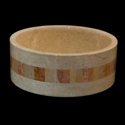 Runda bänkskiva natursten tvättställ Clio vit Viadurini