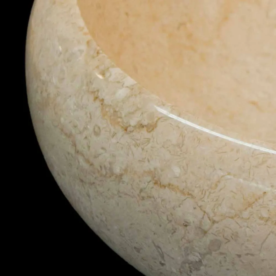 Bänkskiva runt natursten tvättställ Layla vit Viadurini