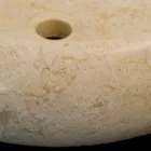 Bänkskiva runt natursten tvättställ Layla vit Viadurini